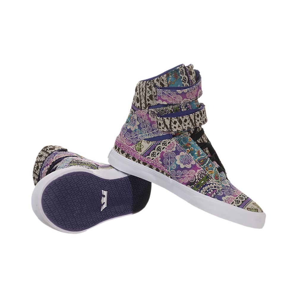 Baskets Montantes Supra Society Multicolore Multi/White Femme | FJR-98406190